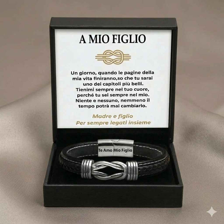 A MIO FIGLIO | PER SEMPRE LEGATI INSIEME | BRACCIALE IN PELLE