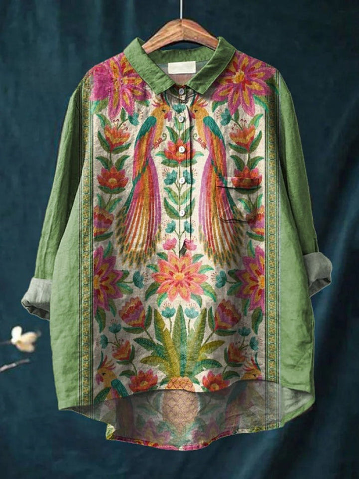 Seraphina™ | Blusa in Lino Senza Tempo con Stampa