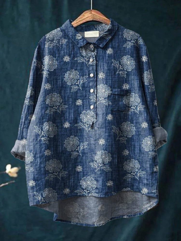 Sienna™ | Blusa in Lino Senza Tempo con Stampa