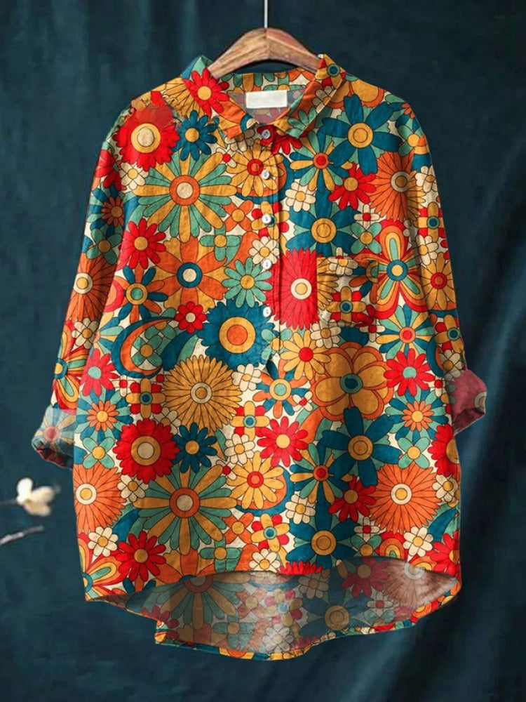 Sienna™ | Blusa in Lino Senza Tempo con Stampa