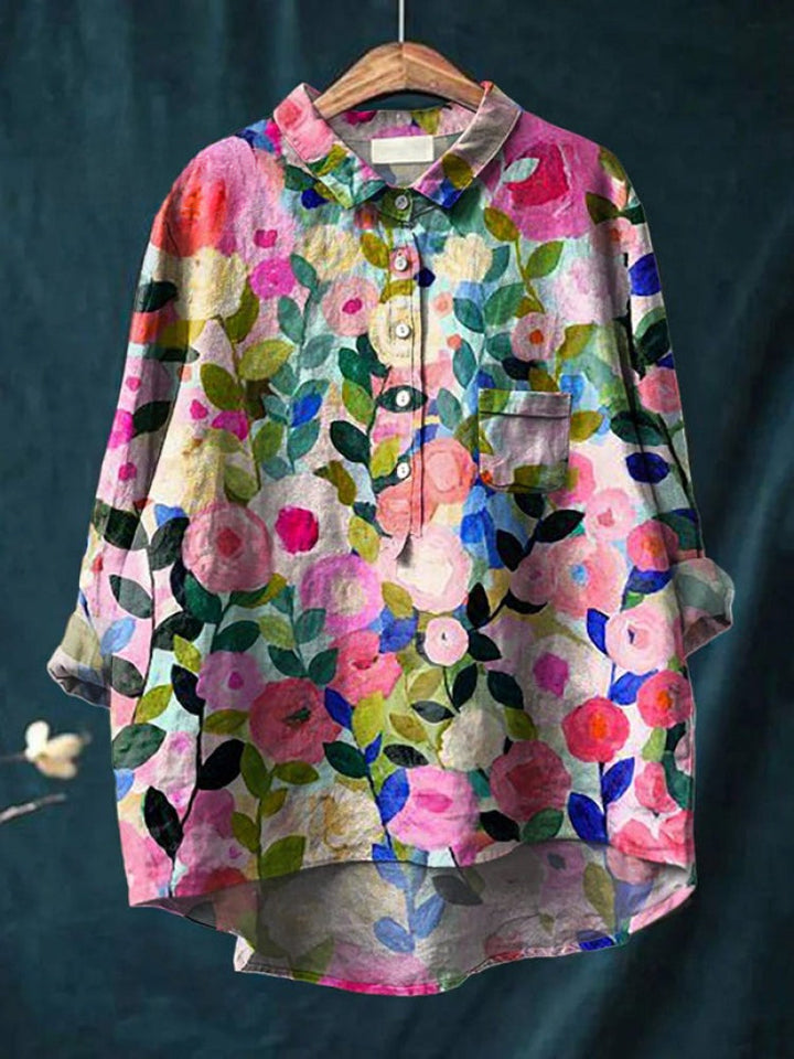 Seraphina™ | Blusa in Lino Senza Tempo con Stampa
