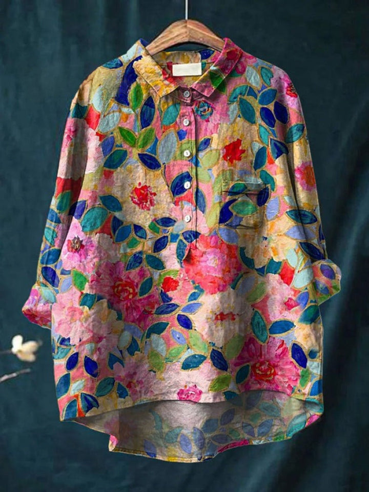 Seraphina™ | Blusa in Lino Senza Tempo con Stampa