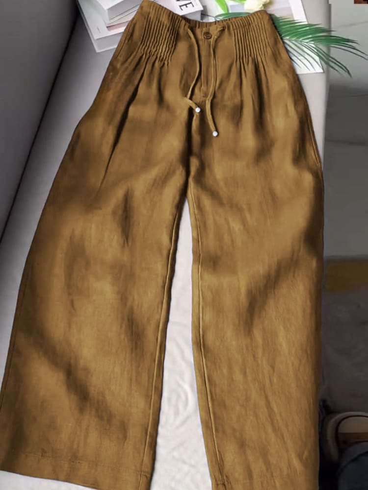 AMELINA – PANTALONI IN LINO PLISSÉ COMFORT FIT