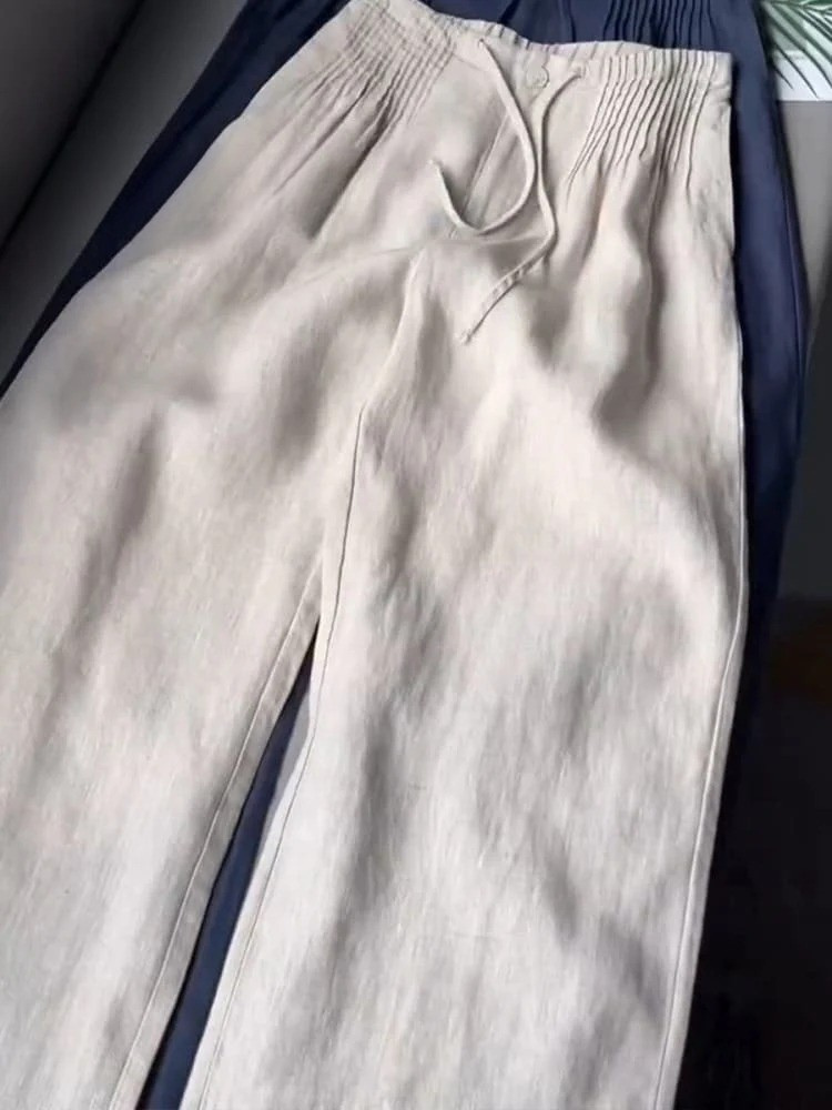 AMELINA – PANTALONI IN LINO PLISSÉ COMFORT FIT