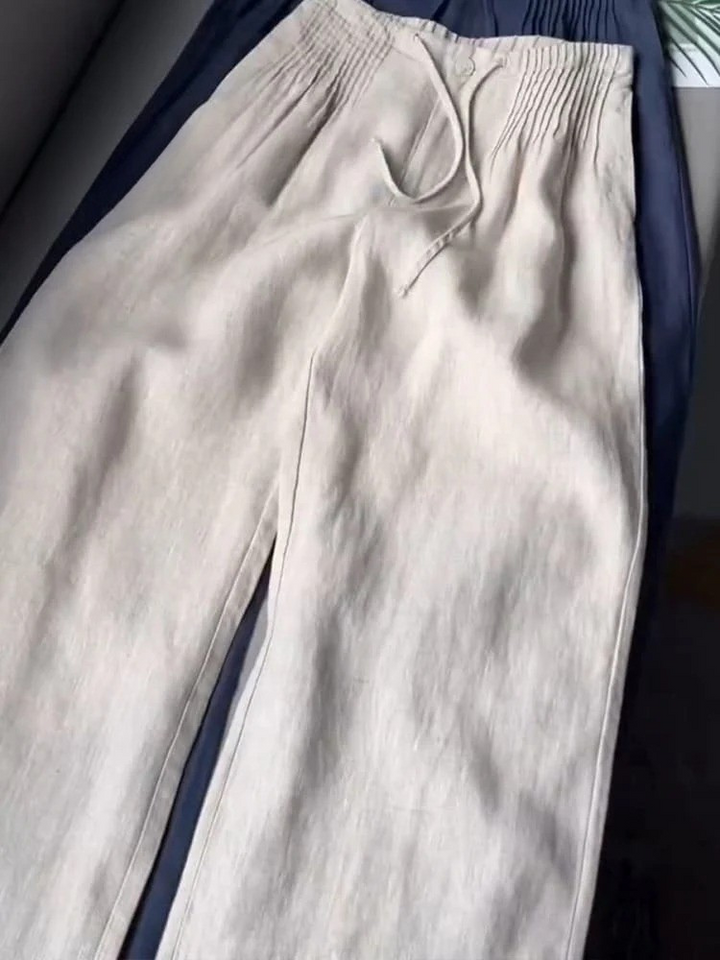 AMELINA – PANTALONI IN LINO PLISSÉ COMFORT FIT